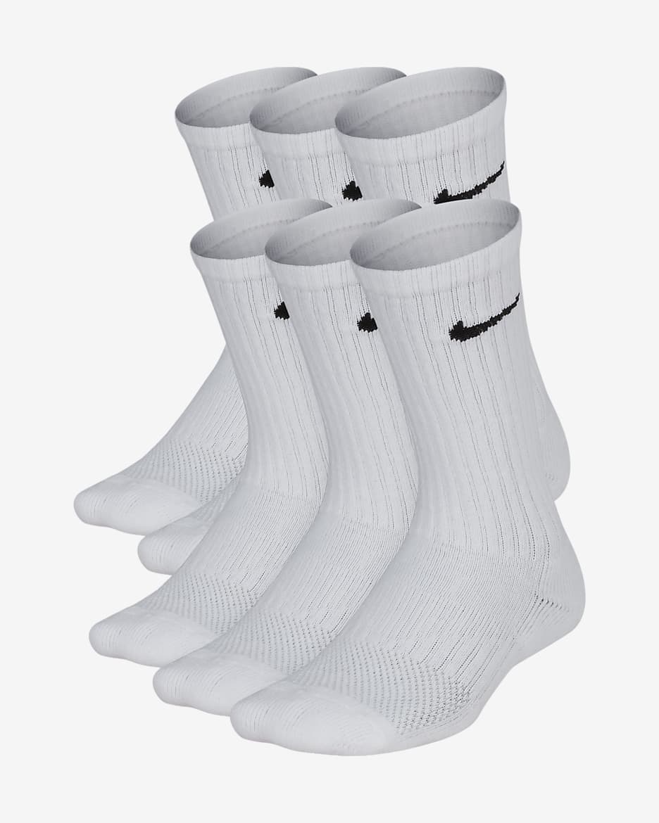 Calcetines largos con amortiguación para niños Nike Everyday (6 pares) - Blanco/Negro