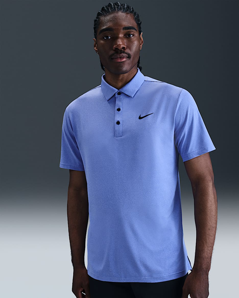 Nike Tour Men's Dri-FIT Heathered Golf Polo - Comet Blue/Black
