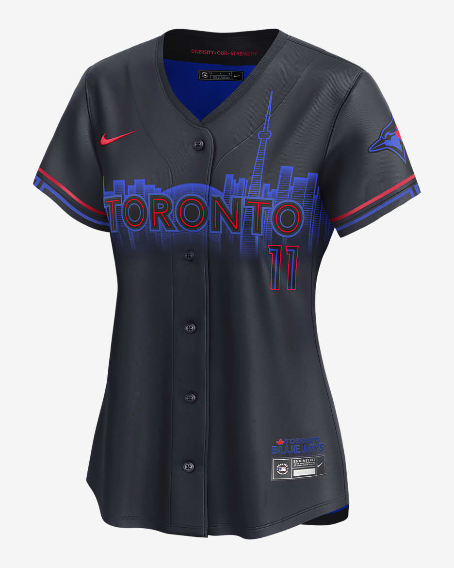 Jersey Nike Dri-FIT ADV de la MLB Limited para mujer Bo Bichette Toronto Blue Jays City Connect - Azul marino