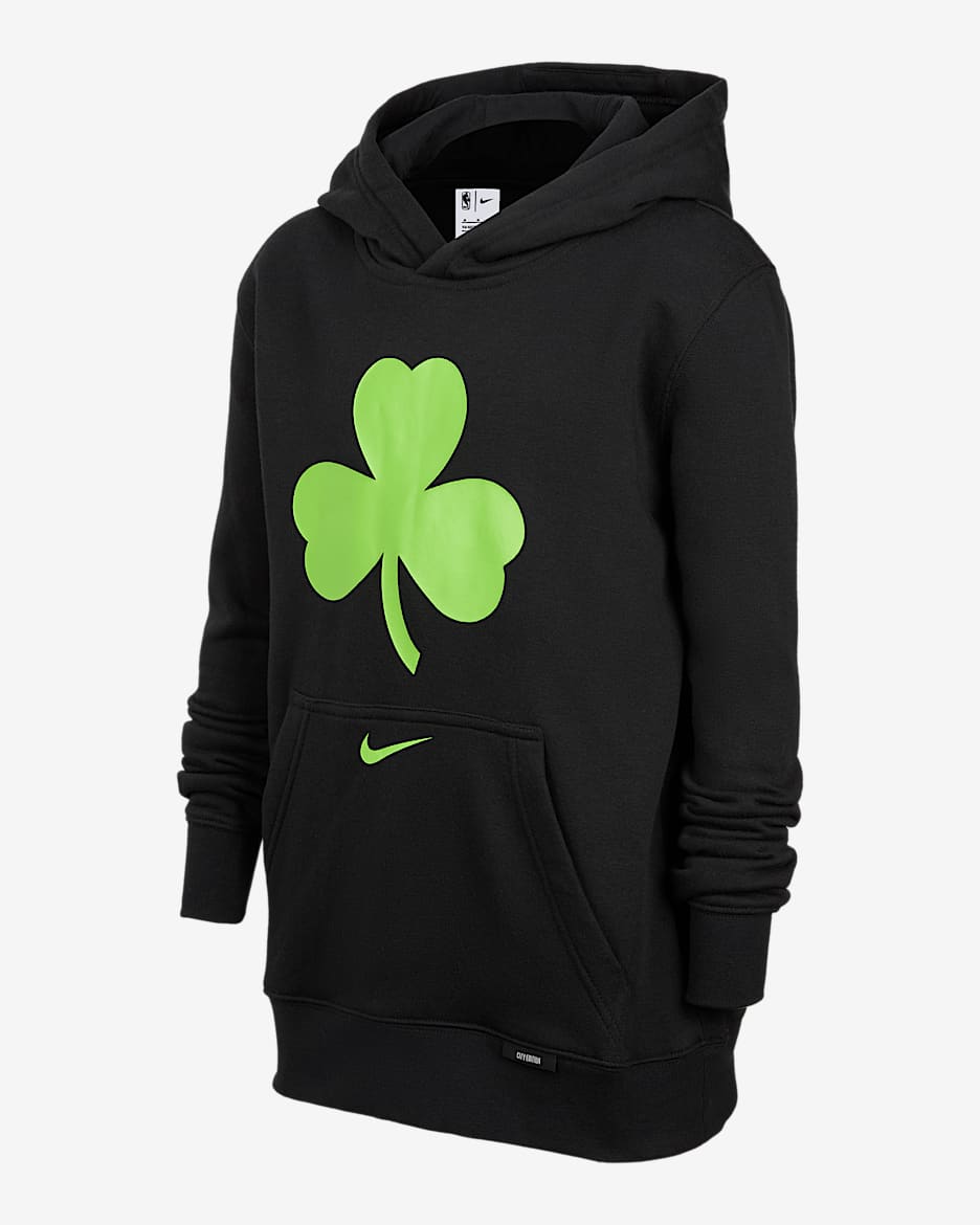 Felpa pullover in fleece con cappuccio Boston Celtics Club City Edition Nike NBA – Ragazzo/a - Nero
