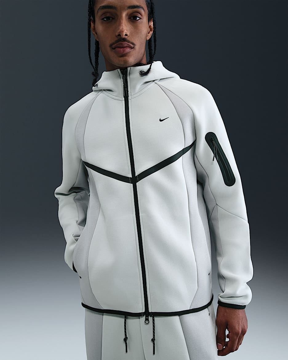 Veste à zip en Fleece Nike Tech Windrunner à couleurs contrastées pour homme - Light Silver/Light Smoke Grey/Noir