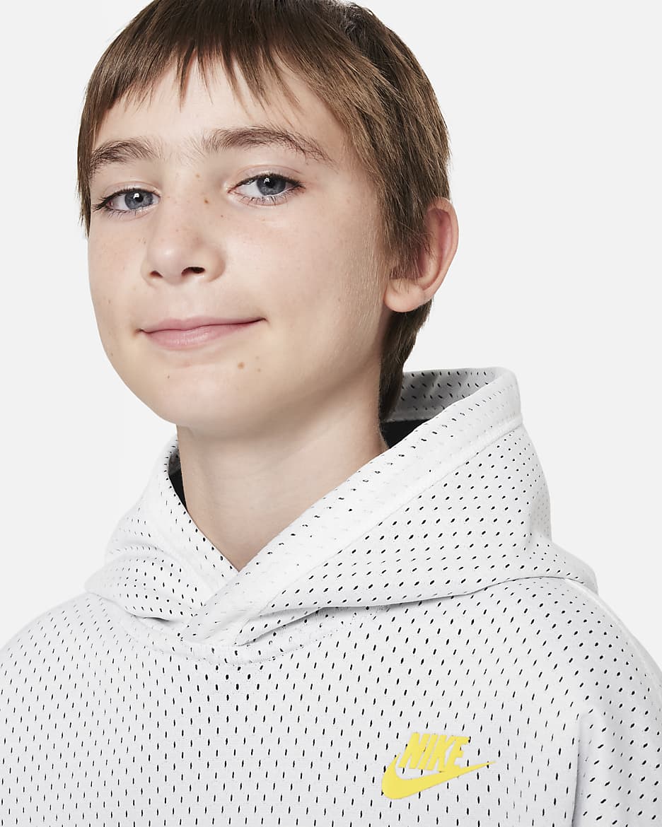 Nike Culture of Basketball Older Kids' Reversible Hoodie - Black/White/Opti Yellow