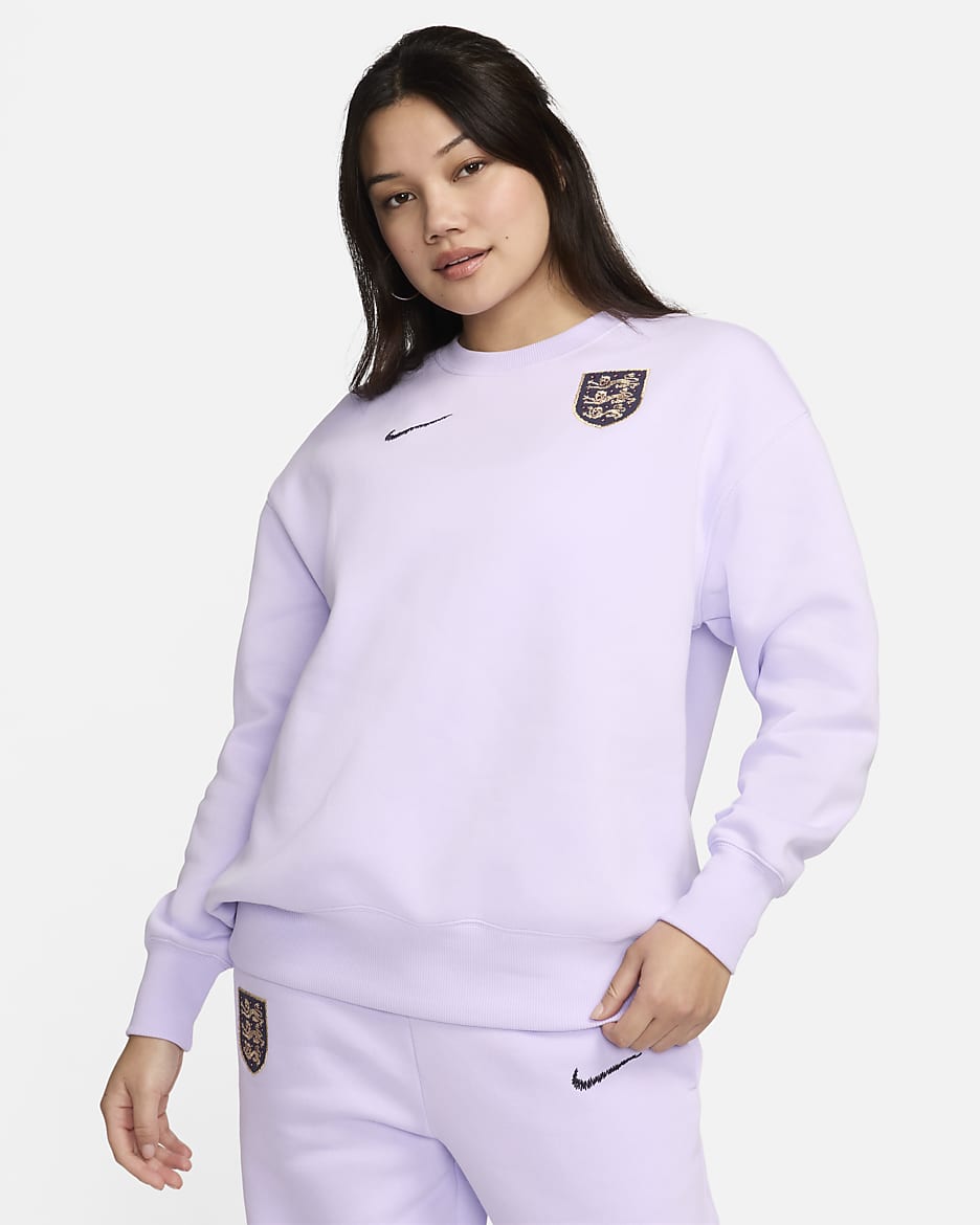 Sweat oversize à col ras-du-cou Nike Football Angleterre Phoenix Fleece pour femme - Violet Mist/Dark Raisin