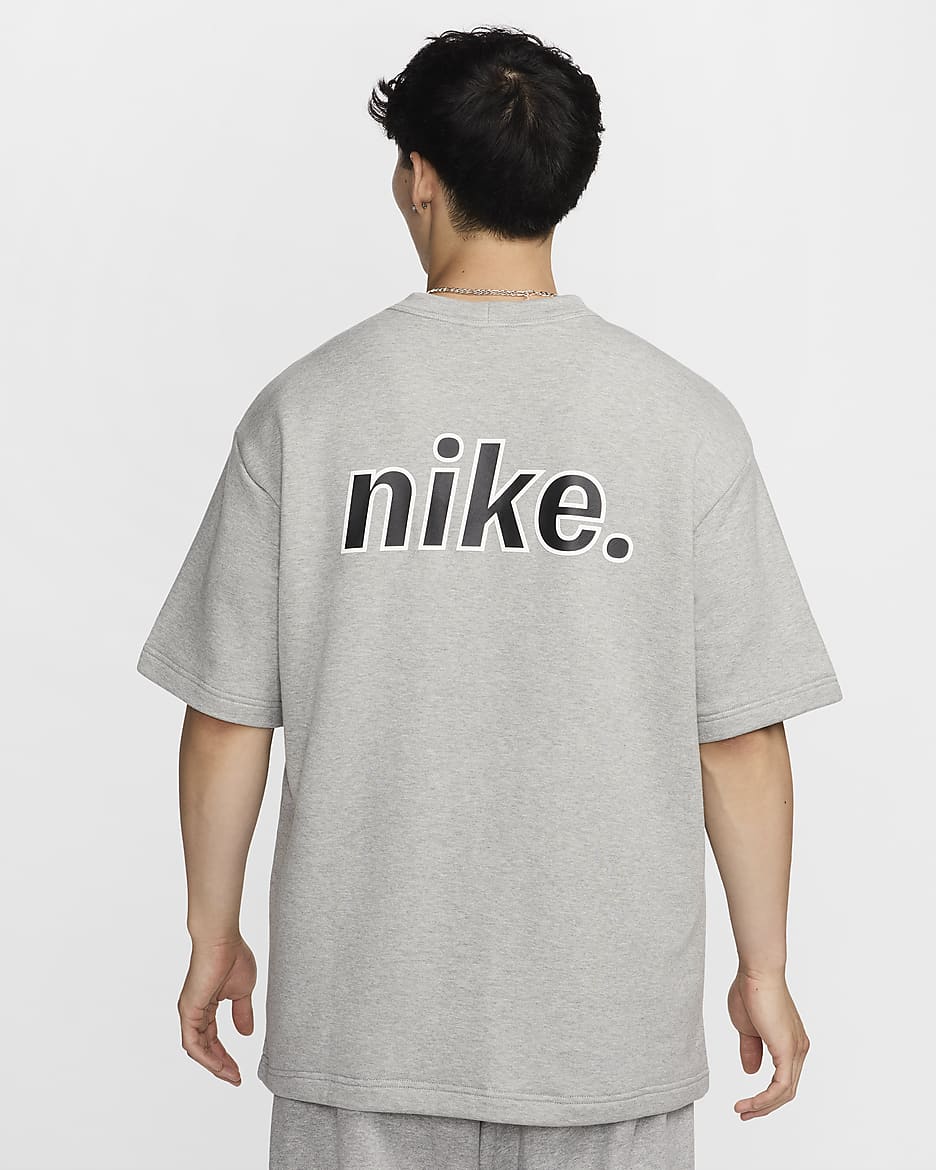 Nike Sportswear Men's French Terry Short-Sleeve Top - Dark Grey Heather/White