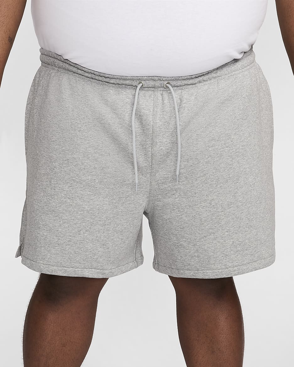 Shorts Flow in French Terry Nike Club – Uomo - Dark Grey Heather/Light Smoke Grey/Bianco