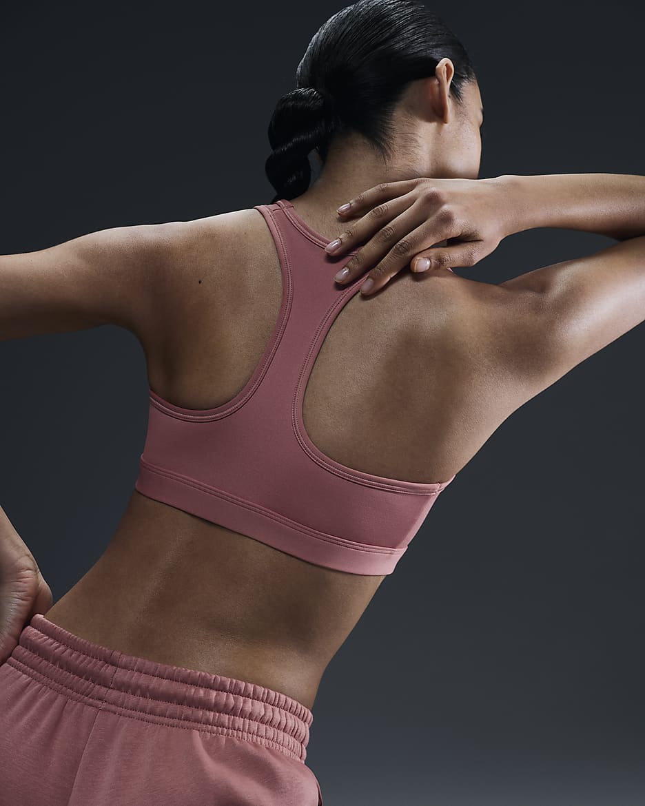 Brassière de sport rembourrée Nike Swoosh Medium Support pour femme - Canyon Pink/Blanc