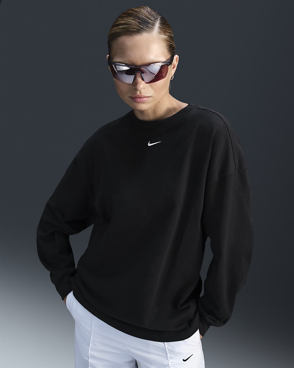 Nike Sportswear Essential Women's Oversized Long-Sleeve T-Shirt - Black