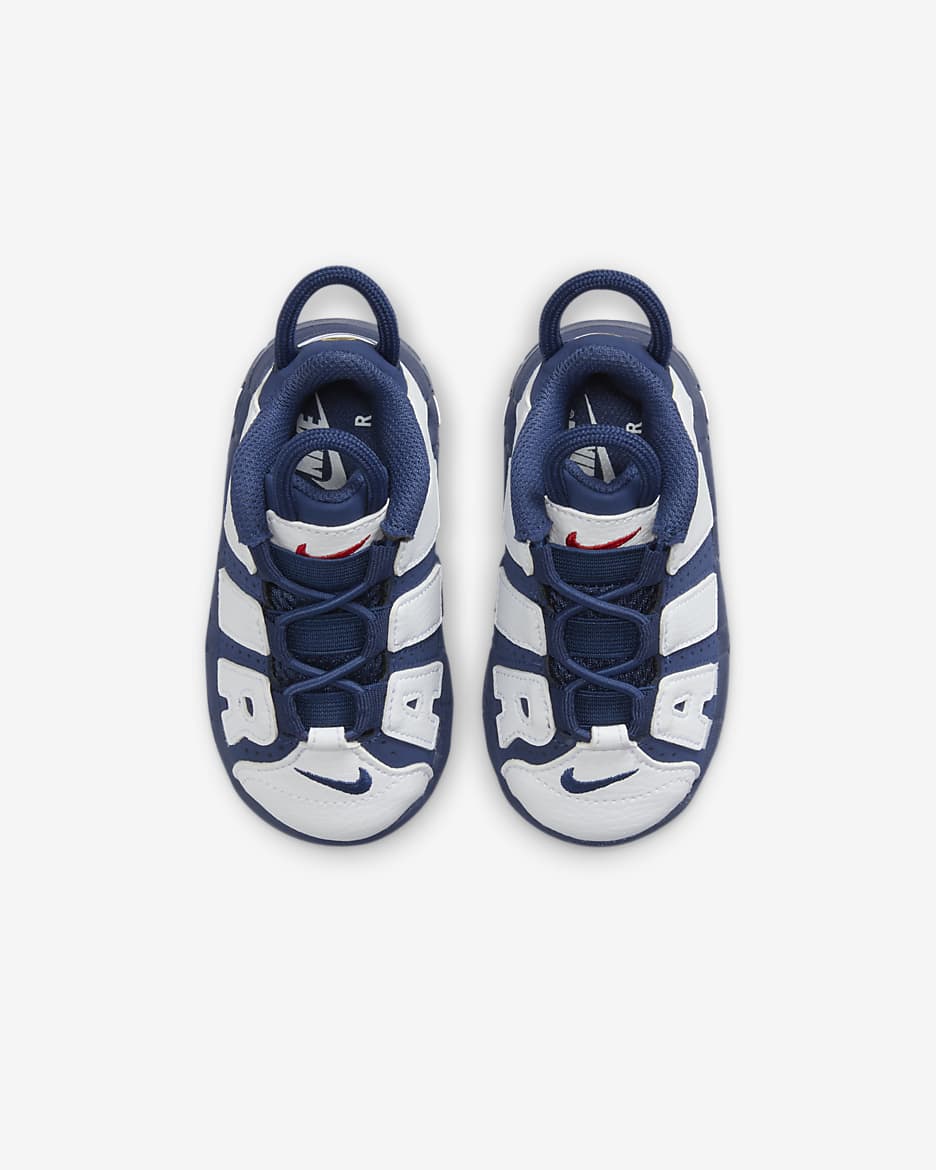 Nike Air More Uptempo Schuh für Babys und Kleinkinder - Weiß/Metallic Gold/University Red/Midnight Navy