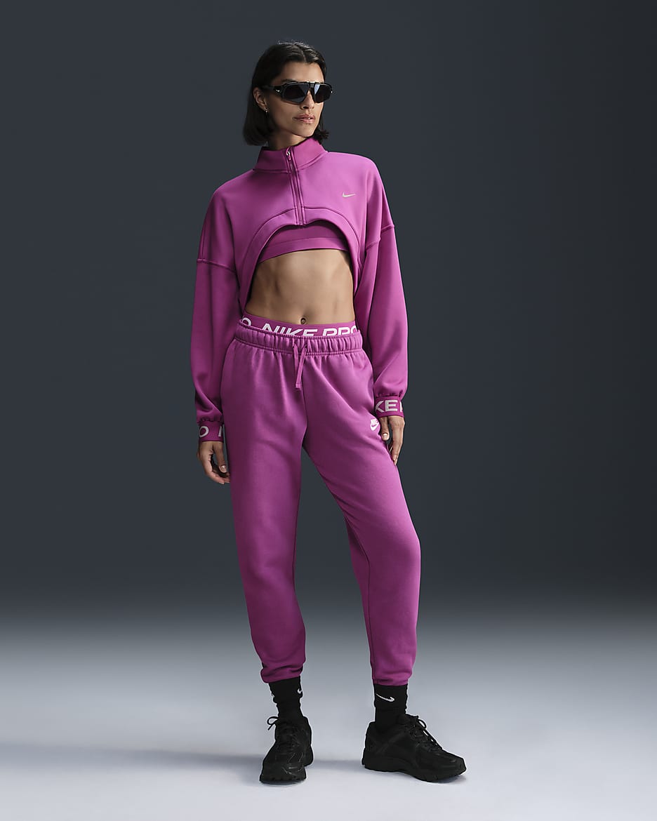 Joggers de tiro medio para mujer Nike Sportswear Club Fleece - Fucsia cálido/Blanco