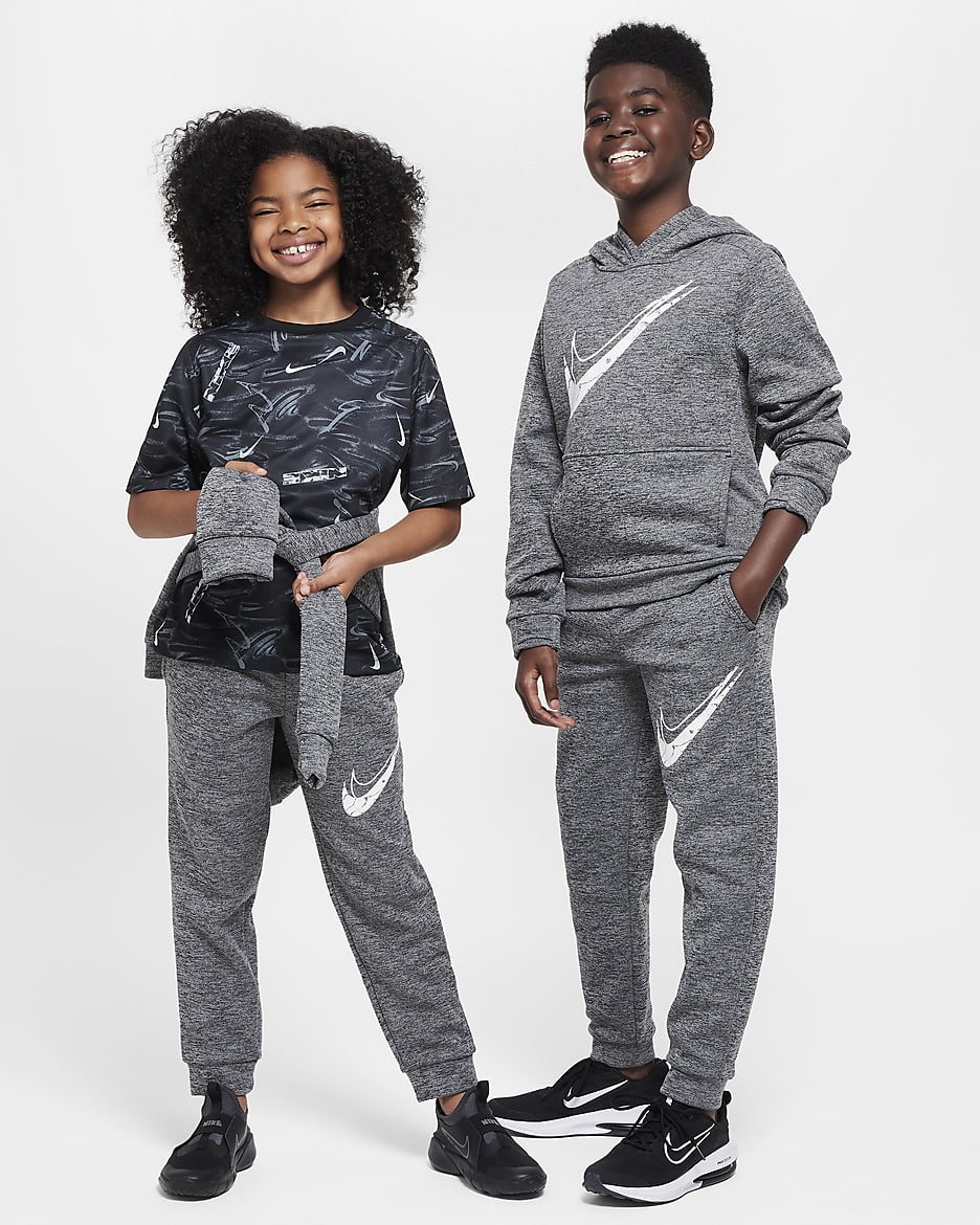 Nike Multi Stain Repel Older Kids' Therma-FIT Joggers - Black/Light Smoke Grey/Heather/White