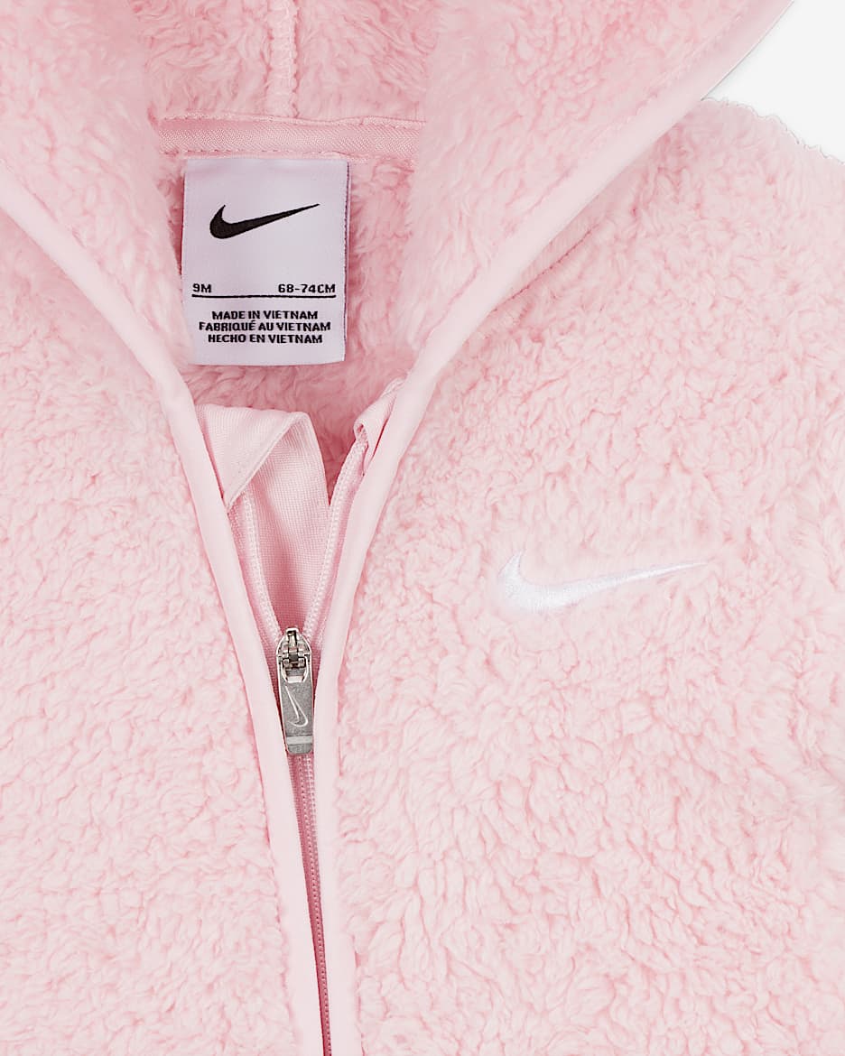 Mono para bebé Nike Hooded Sherpa Coverall - Espuma rosa