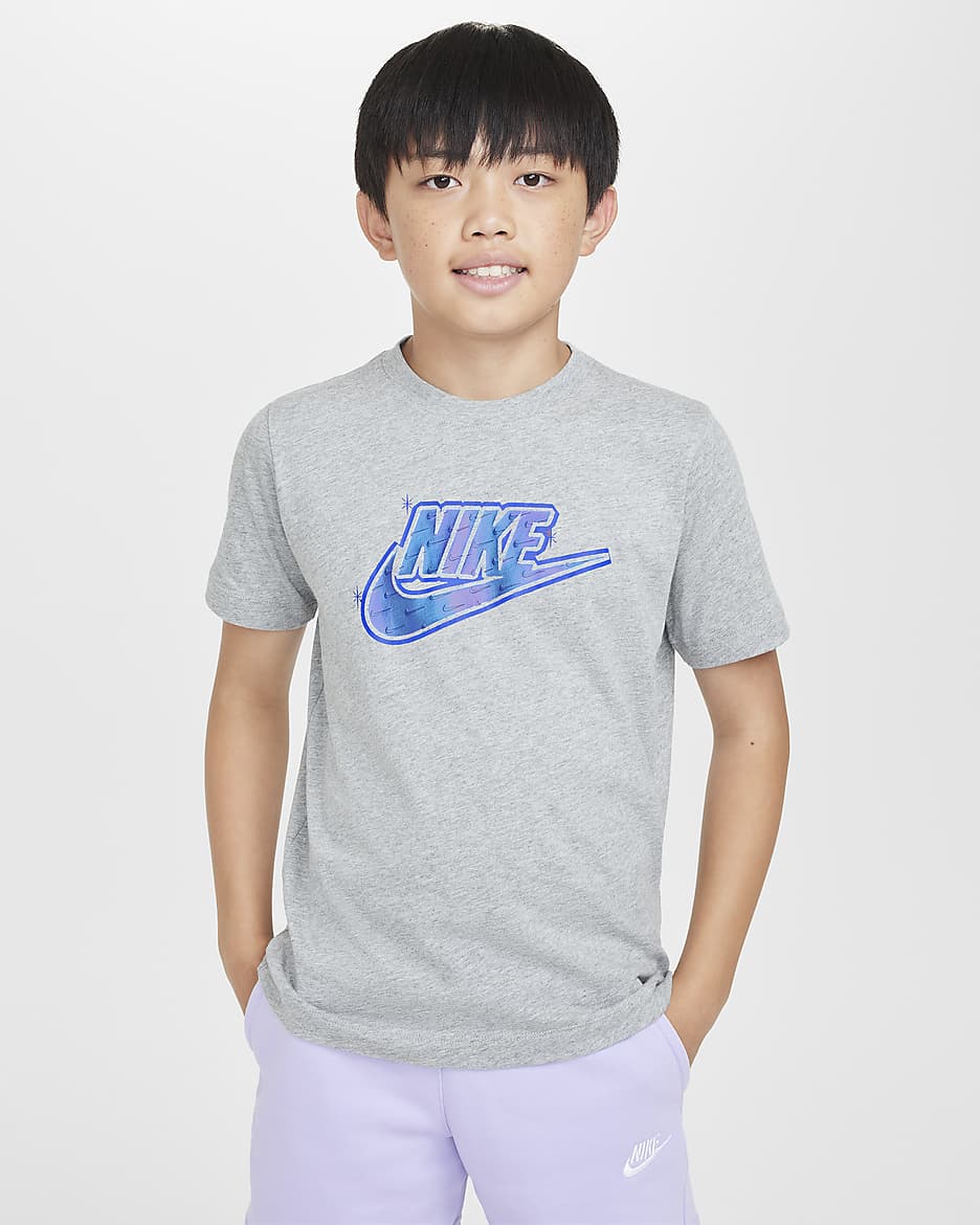 Playera para niños talla grande Nike Sportswear - Gris oscuro jaspeado