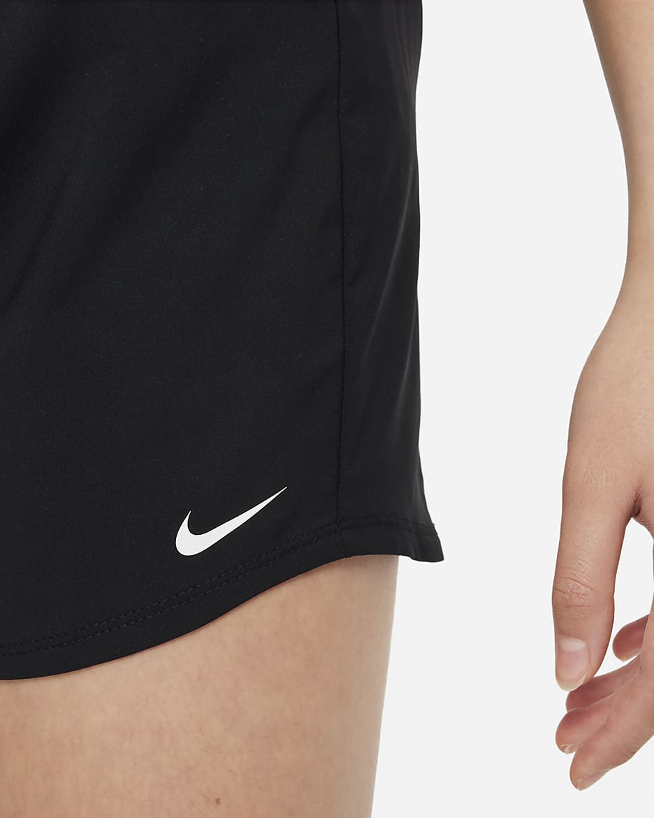 Short de training tissé taille haute Dri-FIT Nike One pour ado (fille) - Noir/Blanc