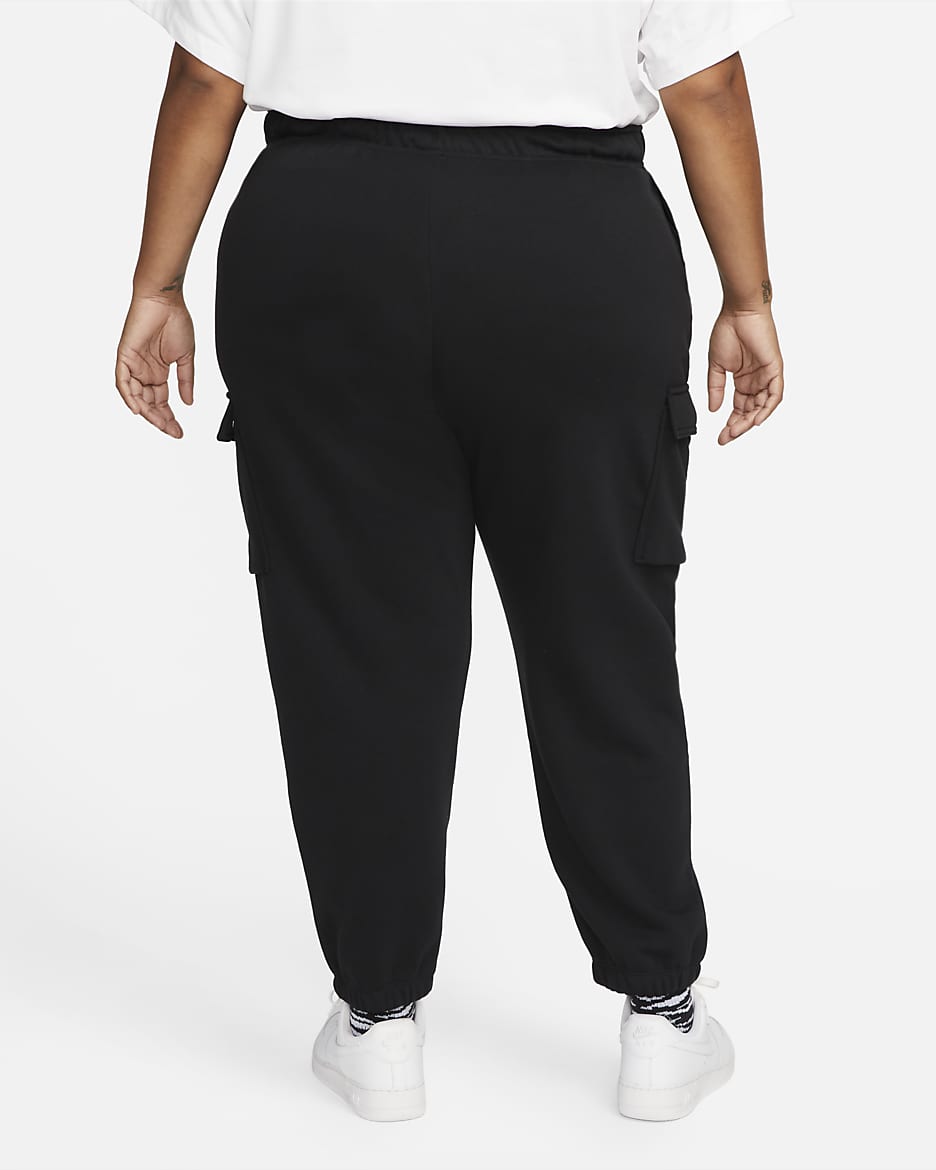 Nike Sportswear Club Fleece Women's Mid-Rise Oversized Cargo Sweatpants (Plus Size) - Black/White