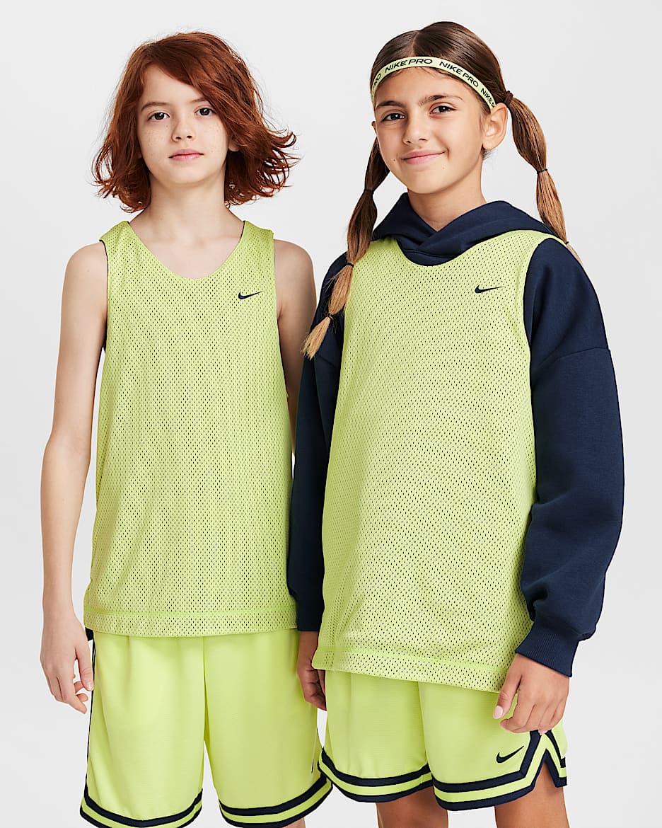 Nike Older Kids' Dri-FIT Reversible Shirt - Light Lemon Twist/Obsidian/Obsidian