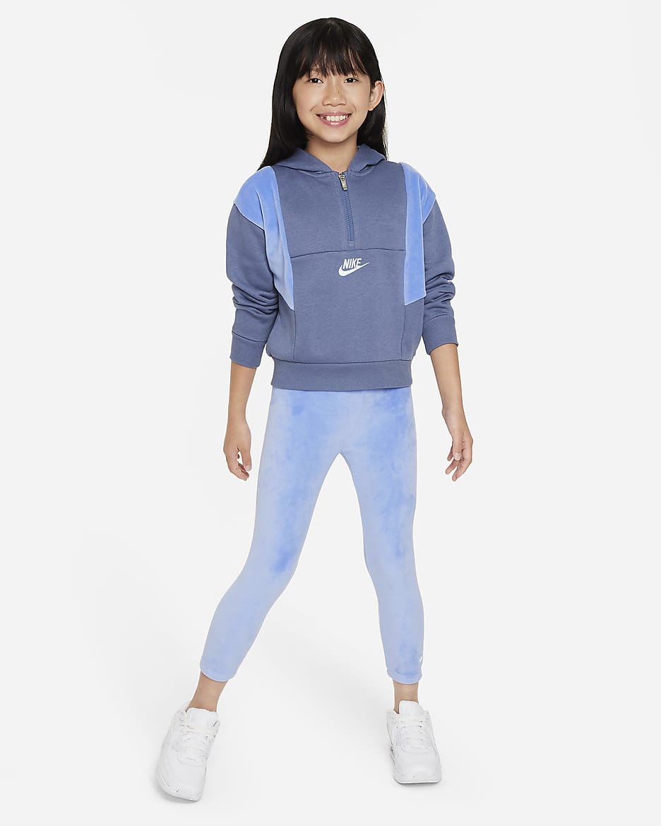 Conjunto de dos piezas de sudadera con gorro para niños talla pequeña Nike "Home Swoosh Home" Leggings Set - Polar