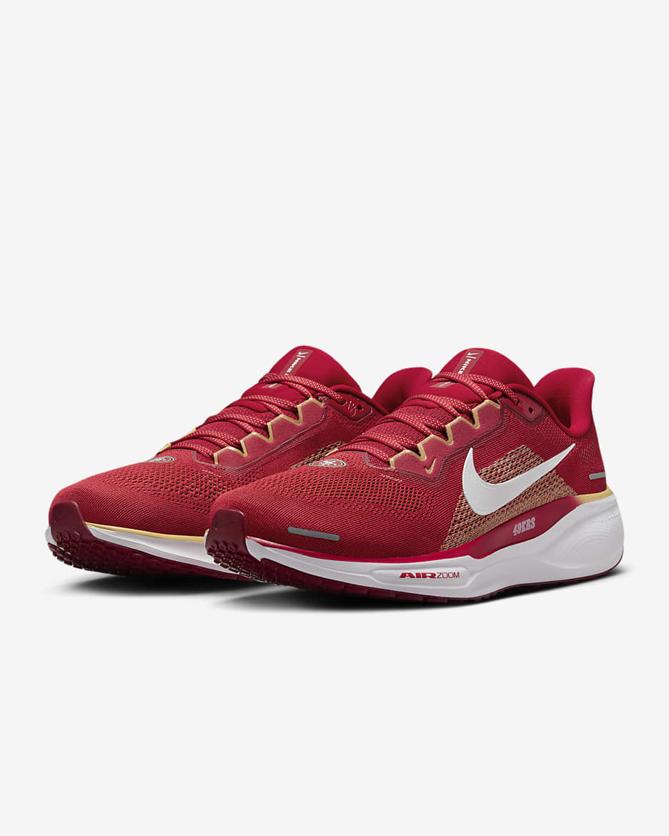 Nike Pegasus 41 NFL San Francisco 49ers Men's Road Running Shoes - Gym Red/White/Club Gold/White