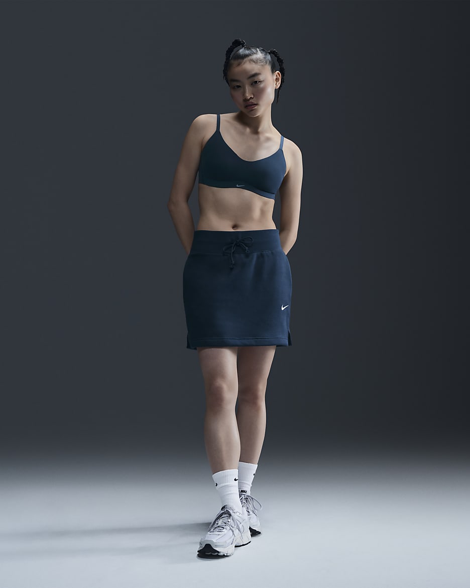 Bra deportivo convertible y acolchado de baja sujeción para mujer Nike Alate Minimalist - Azul marino militar/Blanco