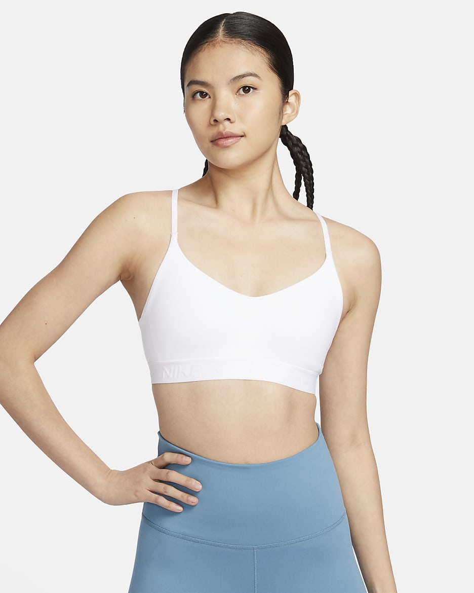 Nike Indy Light-Support Women's Padded Adjustable Sports Bra - White/Stone Mauve