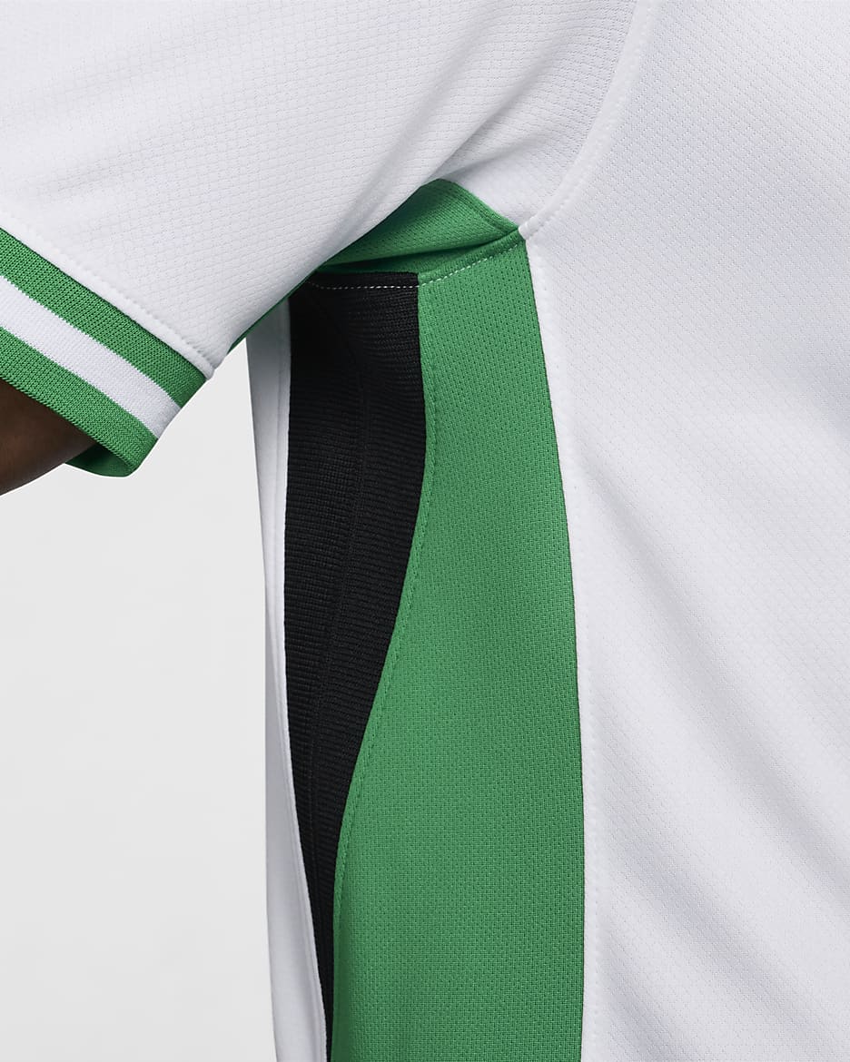 Jersey de fútbol Nike Dri-FIT replica de Nigeria local 2024 Stadium para hombre - Blanco/Verde suerte/Rojo reto