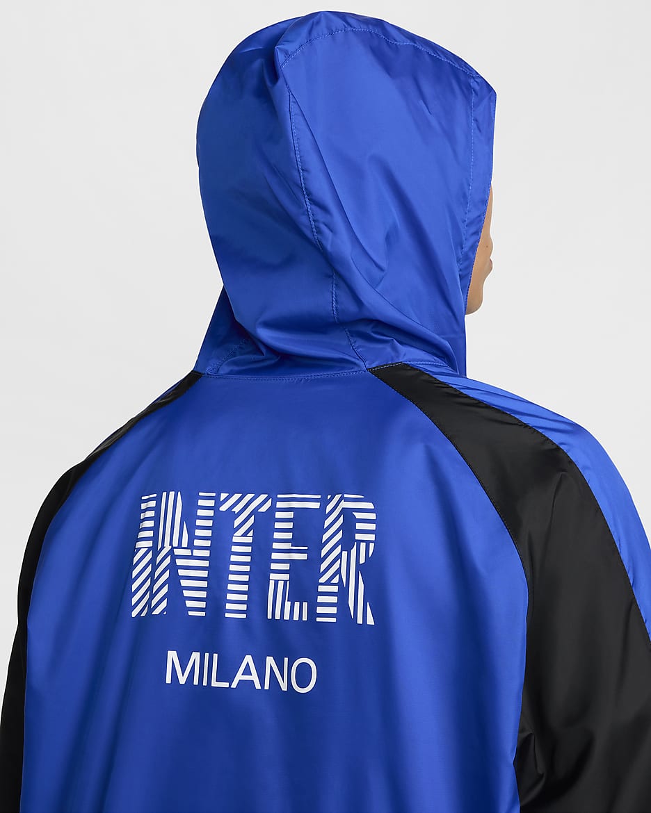 Inter Milan Home Men's Nike Football Hooded Woven Tracksuit - Lyon Blue/Black/White