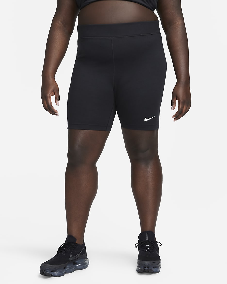 Nike Sportswear Classic bikeshorts met hoge taille voor dames (Plus Size, 21 cm) - Zwart/Sail