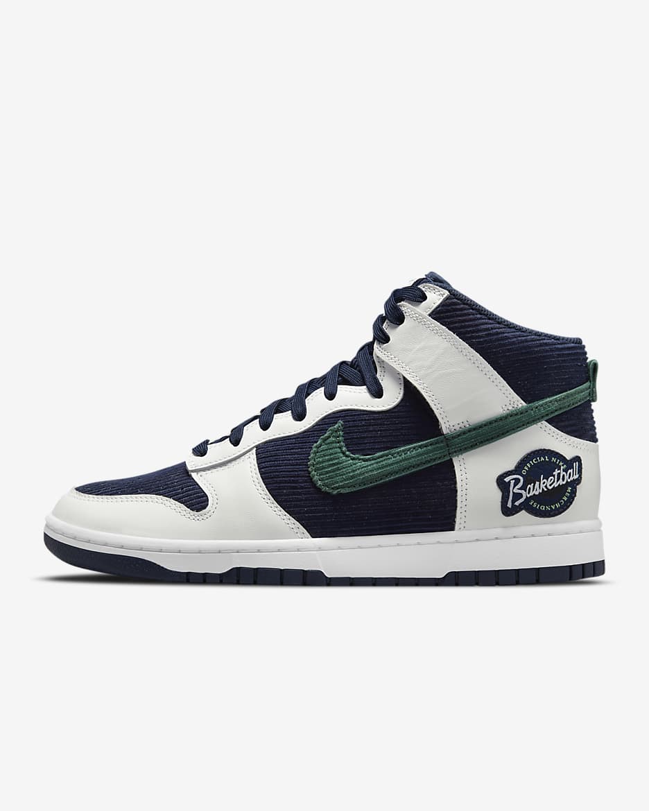 Calzado para hombre Nike Dunk High EMB - Azul marino universitario/Azul marino universitario/Blanco/Verde noble
