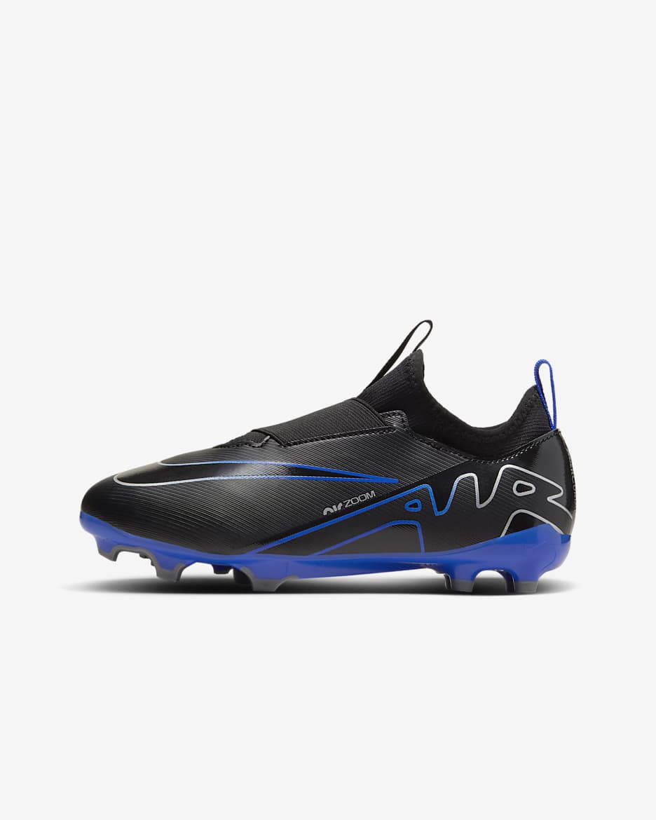 Nike Jr. Mercurial Vapor 15 Academy Little/Big Kids' Multi-Ground Low-Top Soccer Cleats - Black/Hyper Royal/Chrome