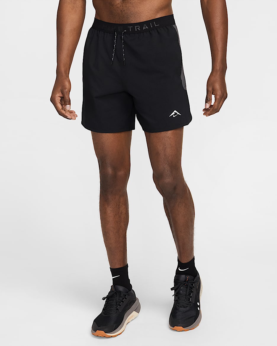 Shorts de correr Dri-FIT de 15 cm con forro de ropa interior para hombre Nike Trail - Negro/Antracita/Antracita/Blanco cumbre