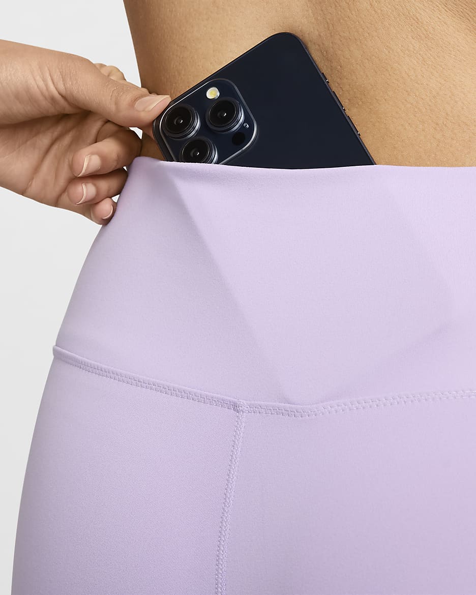 Nike One 7/8-legging met hoge taille voor dames - Lilac Bloom/Zwart