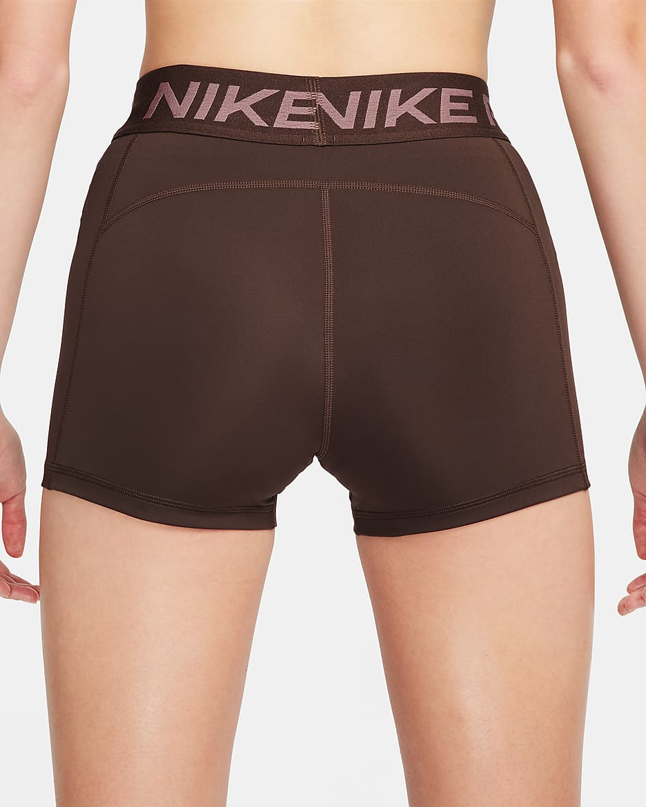 Nike Pro Pantalón corto de 8 cm - Mujer - Baroque Brown/Blanco