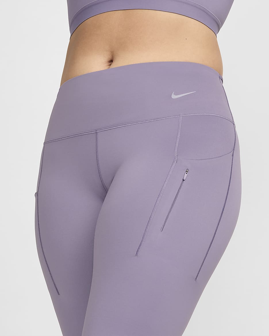 Nike Go Women's Firm-Support Mid-Rise Full-Length Leggings with Pockets - Daybreak/Black