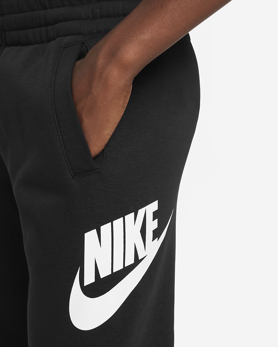 Joggers para niños talla grande Nike Club Fleece - Negro/Blanco