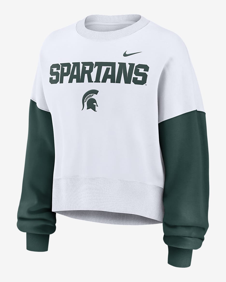 Michigan State Spartans Primetime Women's Nike College Pullover Crew - White