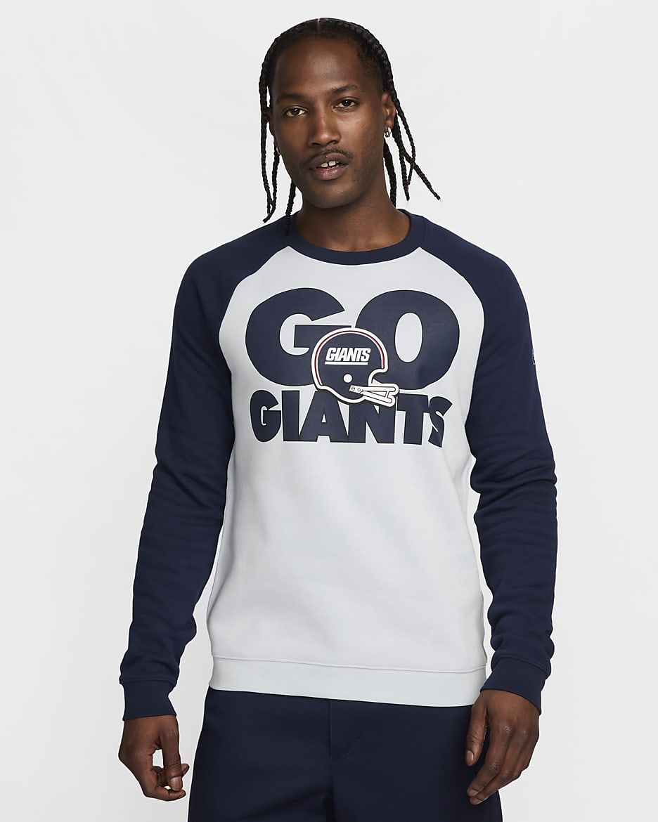 Sweatshirt Nike Historic Raglan (NFL Giants) för män - Field Silver/College Navy