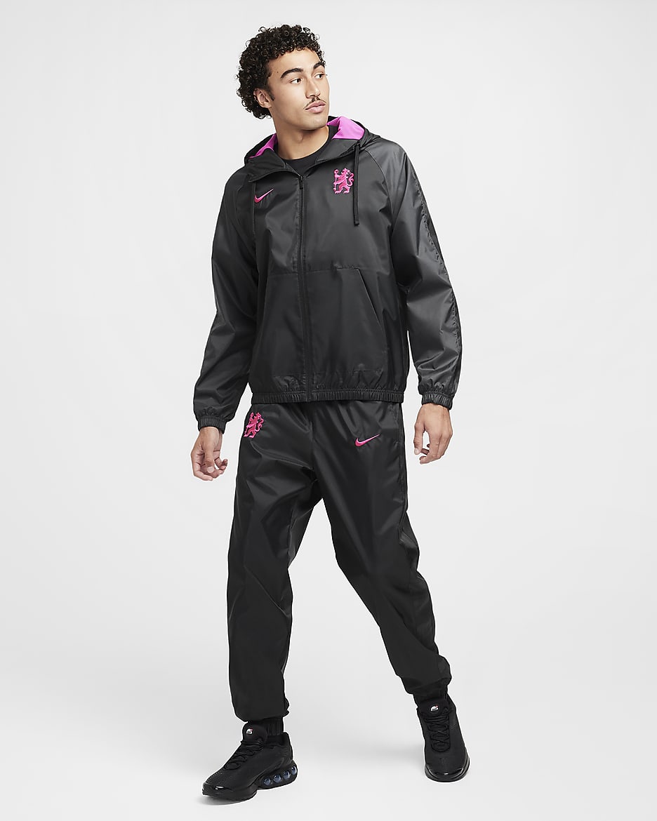 Survêtement tissé à capuche Nike Football Chelsea FC 3e tenue pour homme - Noir/Anthracite/Pink Prime