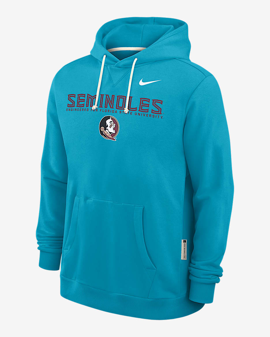 Sudadera con gorro sin cierre universitaria Nike Dri-FIT para hombre Florida State Sideline - Turquesa