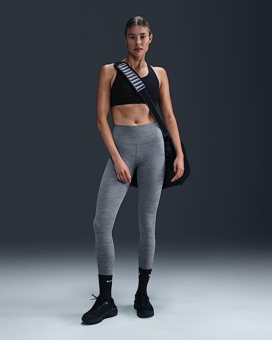 Leggings de cintura subida a todo o comprimento Nike One para mulher - Cinzento Smoke/Heather/Preto