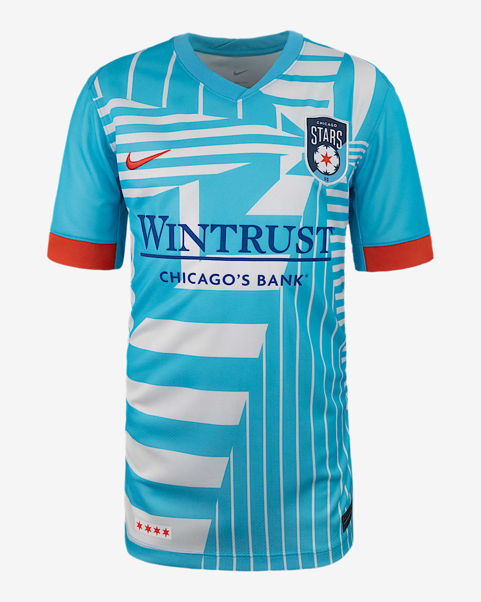 Chicago Stars 2025 Stadium Home Big Kids' Nike Dri-FIT NWSL Replica Jersey - Baltic Blue/White