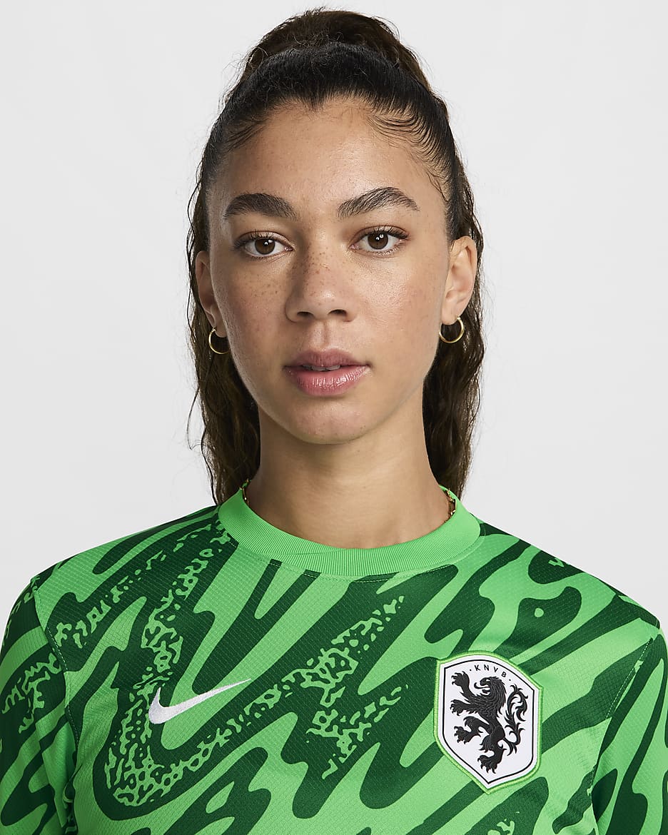 Netherlands (Women's Team) 2024/25 Stadium Goalkeeper Nike Replika-Fußballtrikot mit Dri-FIT-Technologie (Damen) - Green Spark/Pine Green/Weiß