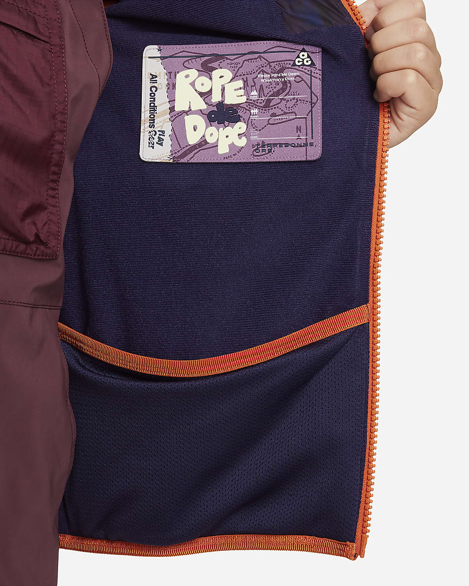 Nike ACG Storm-FIT "Rope De Dope" Big Kids' Loose Jacket - Purple Cosmos/Purple Ink/Campfire Orange