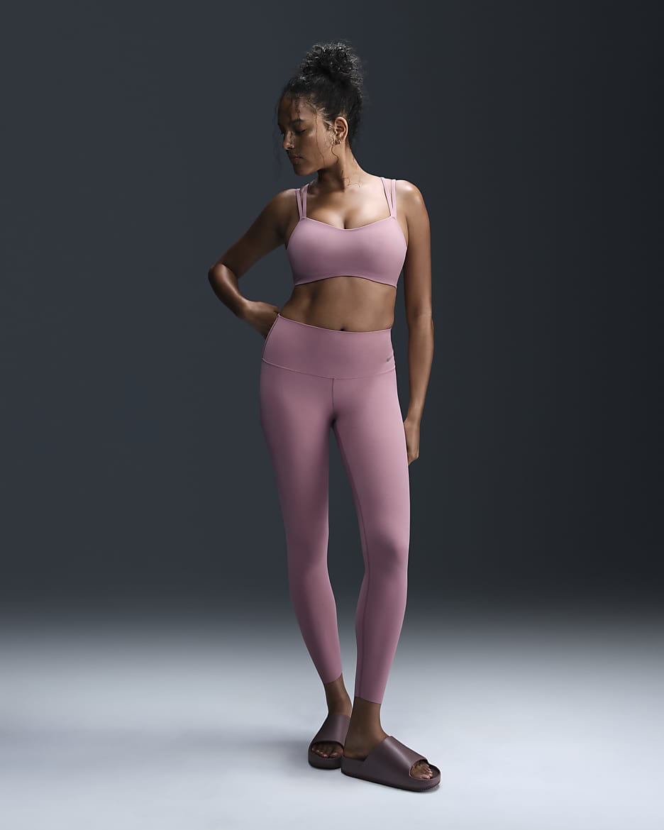 Nike Zenvy Women's Gentle-Support High-Waisted 7/8 Leggings - Plum Dust/Black