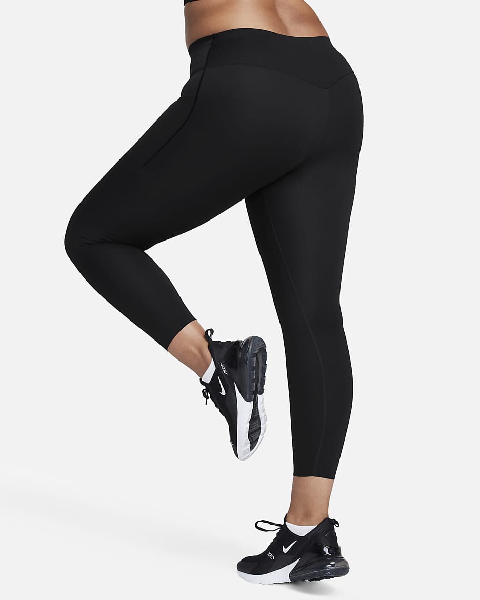 Leggings a 7/8 a vita media con tasche e sostegno medio Nike Universa – Donna - Nero/Nero