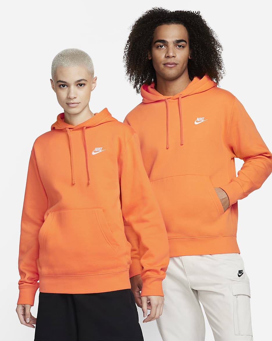 Nike Sportswear Club Fleece Pullover Hoodie - Bright Mandarin/Bright Mandarin/White