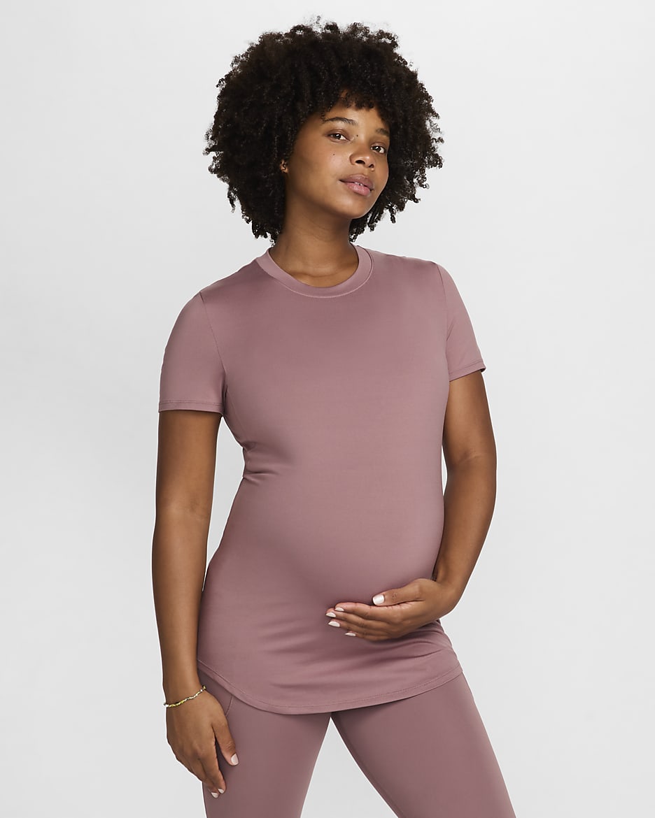 Nike (M) One Dri-FIT Slim-Fit top met korte mouwen voor dames (zwangerschapskleding) - Smokey Mauve