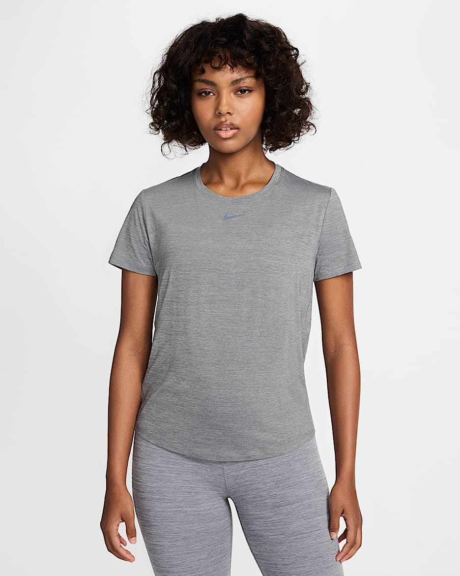 Nike One Classic Women's Dri-FIT Short-Sleeve Top - Smoke Grey/Heather/Black