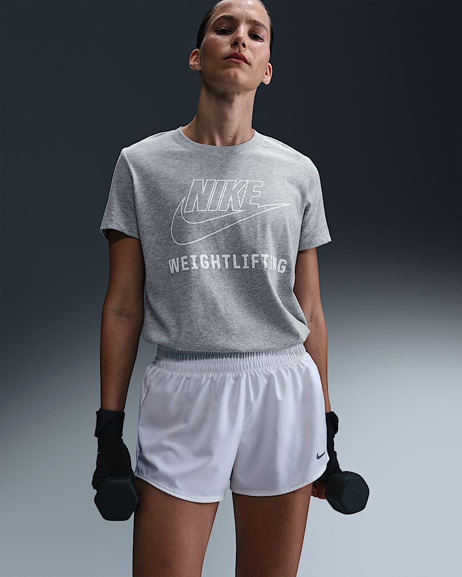 Playera de levantamiento de pesas para mujer Nike Swoosh - Gris oscuro jaspeado