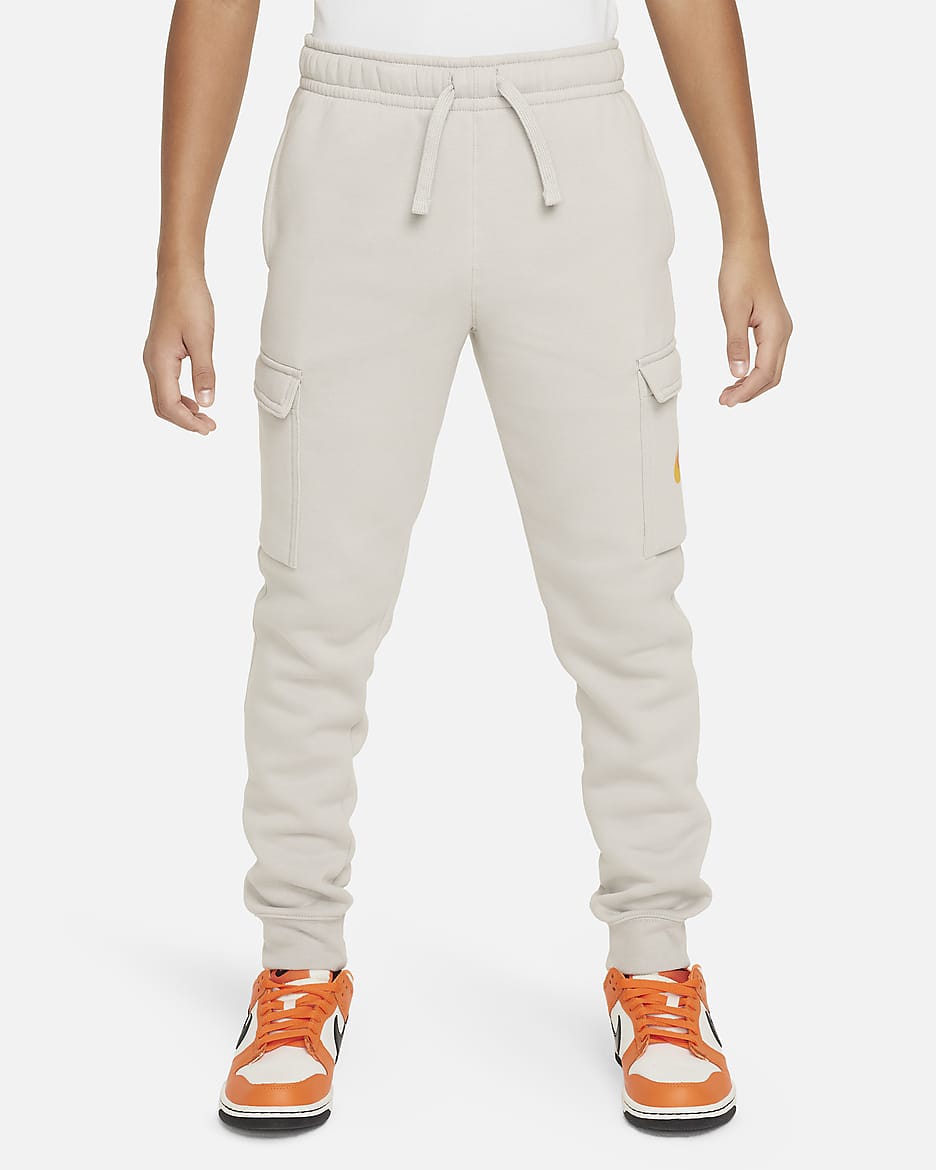 Nike Sportswear Big Kids' (Boys') Fleece Graphic Cargo Pants - Light Iron Ore