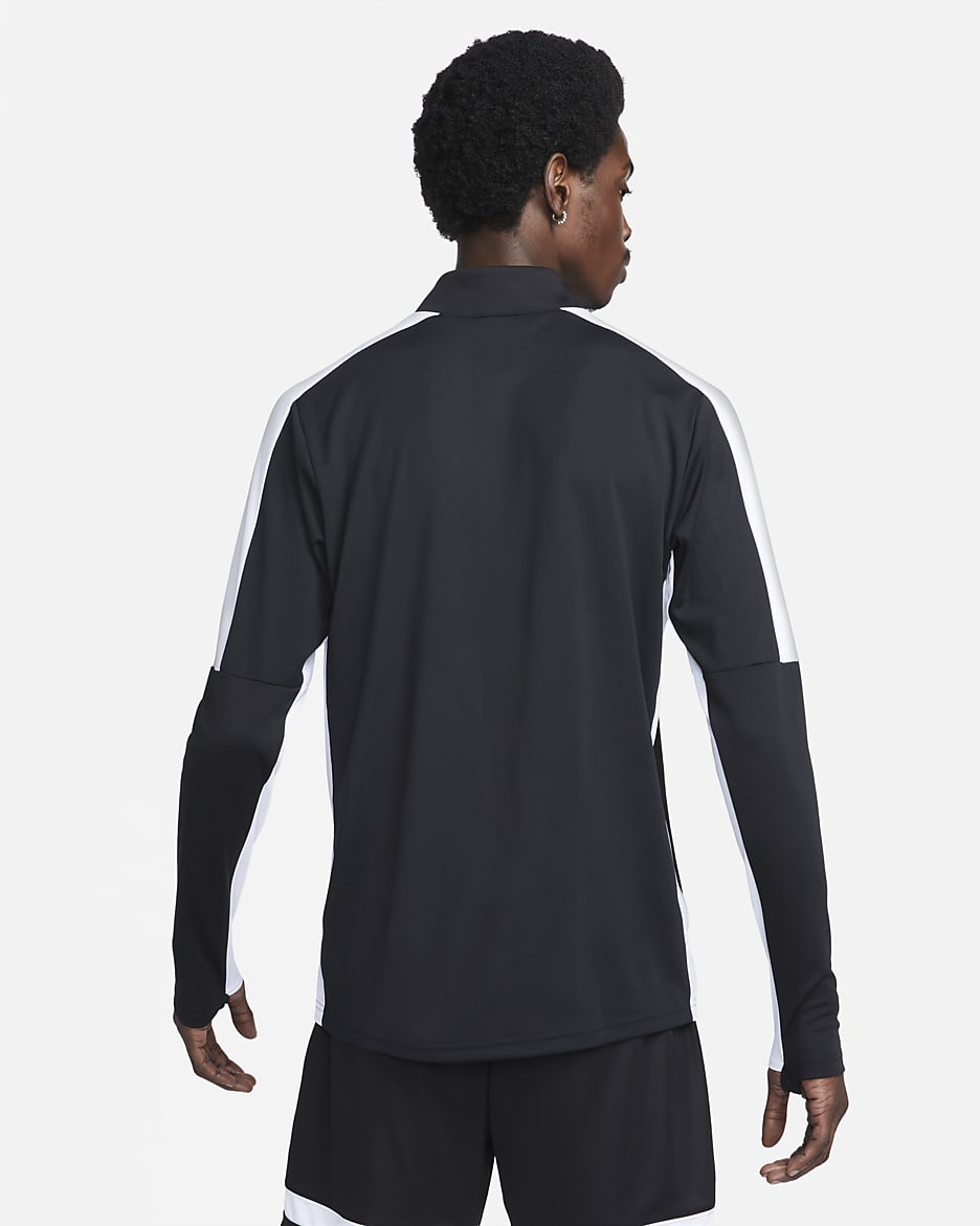 Playera de fútbol de medio cierre Dri-FIT para hombre Nike Academy - Negro/Blanco/Blanco