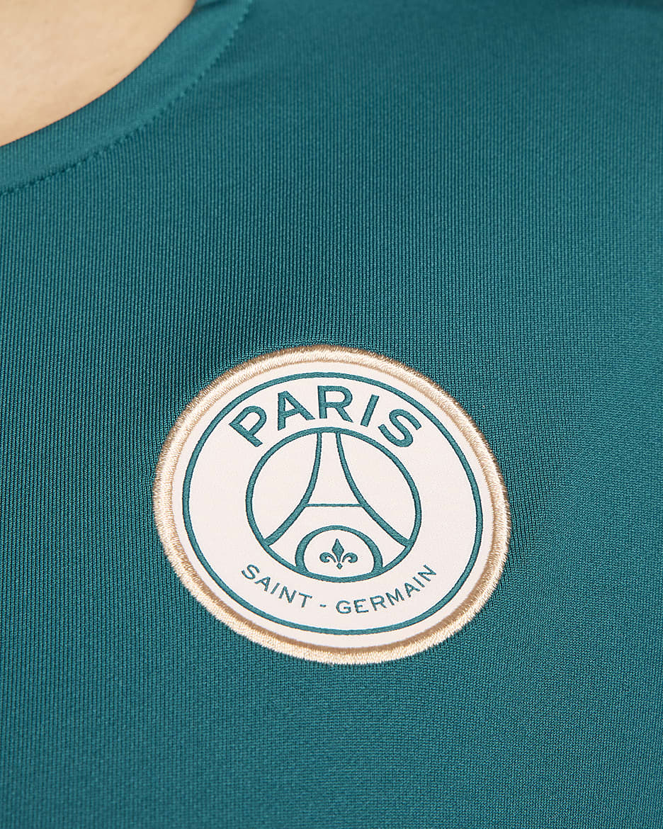 Haut de foot en maille à col ras-du-cou Nike Dri-FIT Paris Saint-Germain Strike pour femme - Geode Teal/Geode Teal/Bordeaux/Guava Ice